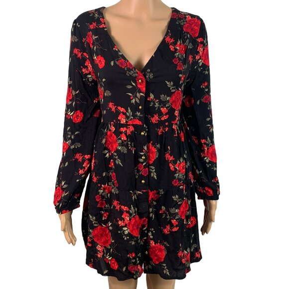 🟣🟣🟣 J FOR JUSTIFY Women's Size Medium Floral 3/4 Sleeve Shift Dress - Picture 1 of 9
